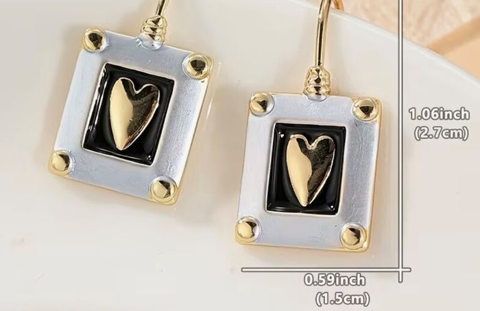 Bohemian style square copper heart earrings
