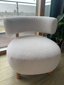 Stockholm Armchair, Modern Scandinavian Design, Oak Legs, Boucle Fabric