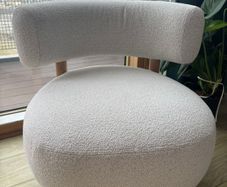 Stockholm Armchair, Modern Scandinavian Design, Oak Legs, Boucle Fabric