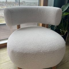Stockholm Armchair, Modern Scandinavian Design, Oak Legs, Boucle Fabric