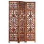 Hand Carved 3-Panel Room Divider Brown 120x165 cm Solid Mango Wood Image 2