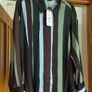 Fab Zara Green & Brown Satin Stripe Shirt  Size XL runs big UK 14 Image 8