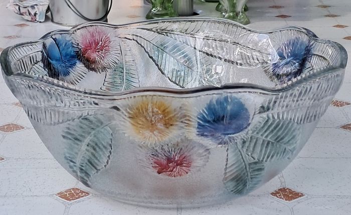 Vintage French Large Glass Salad Bowl