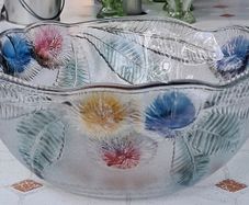 Vintage French Large Glass Salad Bowl