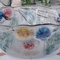 Vintage French Large Glass Salad Bowl