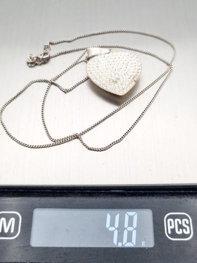 Vintage Cubic Zirconia Heart 925 Silver Necklace