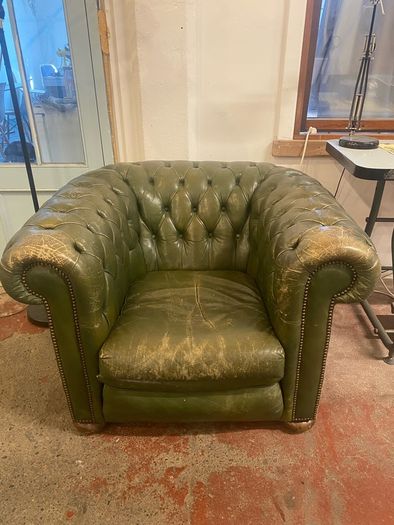 Pair of Vintage Chesterfield Low Back Club Chairs