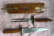 Antique Indian Hardwood Carving Set