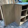 Veneered oak shelving unit with glass top Image 2