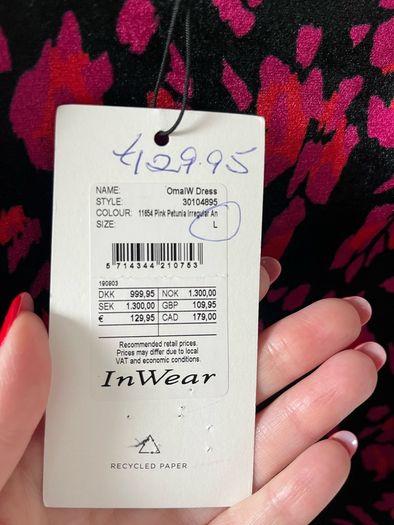 New Part Two Velvet Ruched Dress - Size L / Size 12