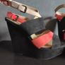 Wedge sandals Black and Coral suede, size 40 Image 7