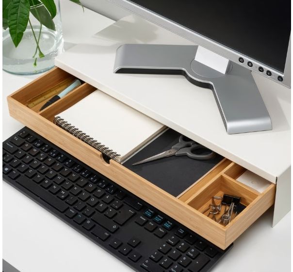 Ikea ELLOVEN monitor stand with drawer (White)