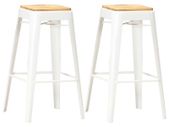 Bar Stools 2 pcs White Solid Mango Wood