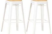 Bar Stools 2 pcs White Solid Mango Wood