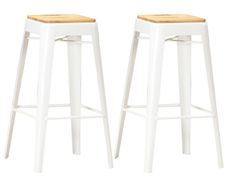 Bar Stools 2 pcs White Solid Mango Wood