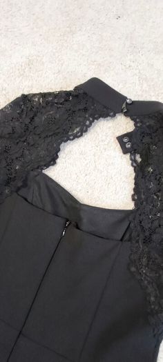 River Island Black Lace High-Neck Skater Mini Dress - Size 12