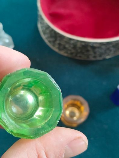 Vintage chased jewellery box and bottles