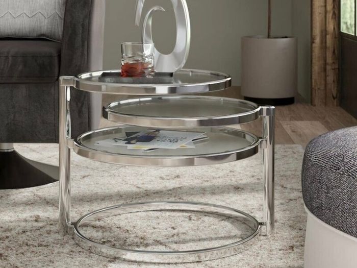 Eterntity Glass Coffee Table Frames with Swivel Motion, Chrome/Clear, 58x50x43 cm (FREE POSTAGE)