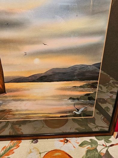 Original Painting , Watercolour by Helen Mulkerns (1996) - Galway Hooker at Sunset