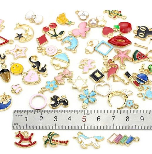 60Pcs Charms for Jewellery Making Assorted Gold Plated Enamel Animal Moon Star Fruit Charm Pendant DIY Necklace Bracelet Earring Crafts (FREE POSTAGE)