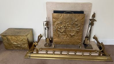 Vintage Mid Century Brass Fireplace Fittings