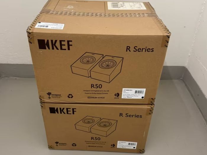 KEF R50 Dolby Atmos Modules Black Lacquer Mint, Boxed, (4 Available)
