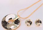 Enamel Pendant & Earrings Set