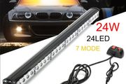 7 Mode 27 inch Vehicle Car Auto 24 LED Flash White Amber Emergency Traffic Flashing Strobe Light Warning Lamp Amber Yellow White LED Light Bar