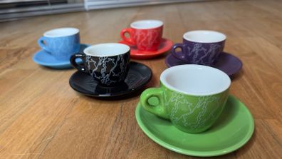 Bialetti Espresso Cups with Matching Saucers.