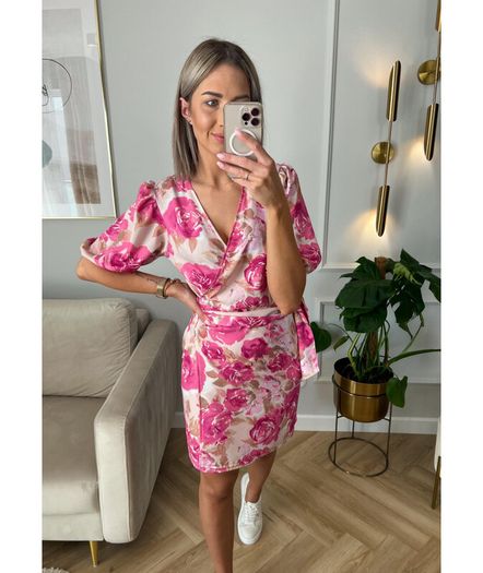 Dress With Pink Beige Flowers