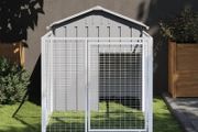 Dog House with Run Light Grey 117x201x123 cm Galvanised Steel