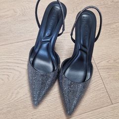 Black & Silver Rhinestone Heels Uk6