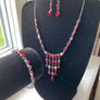 Crystal and Iridescent Necklace, Matching Bracelet and Earrings Image 2