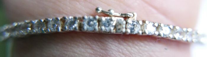 Vintage Sterling Silver 925 Tennis Bracelet  Cubic Zirconia Graduated Flexible Bangle Bracelet 16,7g