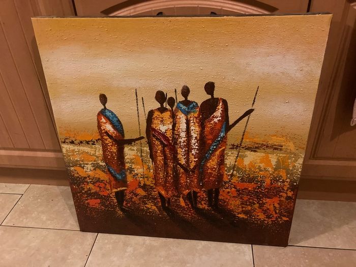 Mixed medium painting African themed free postage