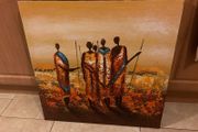 Mixed medium painting African themed free postage