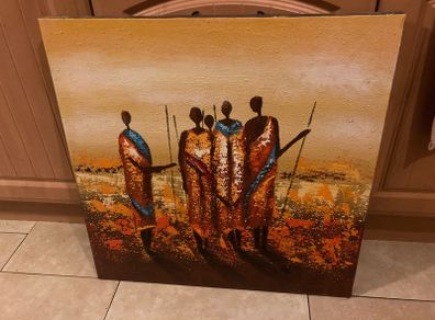 Mixed medium painting African themed free postage