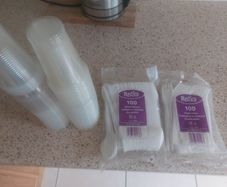 plastic cups and cutlery