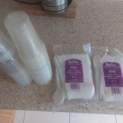 plastic cups and cutlery