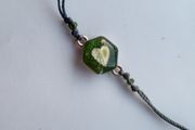 Handmade sterling silver bracelet with resin - heart shaped leaf from Ksenia.art