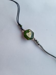 Handmade sterling silver bracelet with resin - heart shaped leaf from Ksenia.art