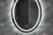 24x32 inch Oval LED Bathroom Mirror Dimmable Light Wall Mounted Makeup Mirror with Demist Illuminated Vanity Mirror