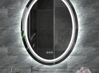 main image for ad 24x32 inch Oval LED Bathroom Mirror Dimmable Light Wall Mounted Makeup Mirror with Demist Illuminated Vanity Mirror