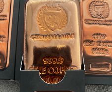 4X 1kg Germania Mint Copper Bars. 4x 1000g of fine copper bars