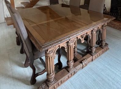 Antique Italian 16th Century Renaissance  Dining Table  Aone of a kind Beautiful Oak and Walnut