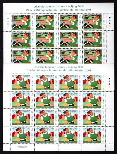 2008 Ireland Beijing Olympic Games Commemorative Stamp Sheetlet Plate 1A1A1A1A Mint Never Hinged (MNH)