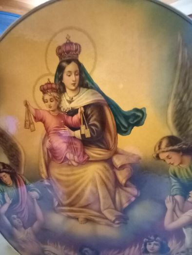 Oval vintage religious print, bought in Portugal, D18, post 8e
