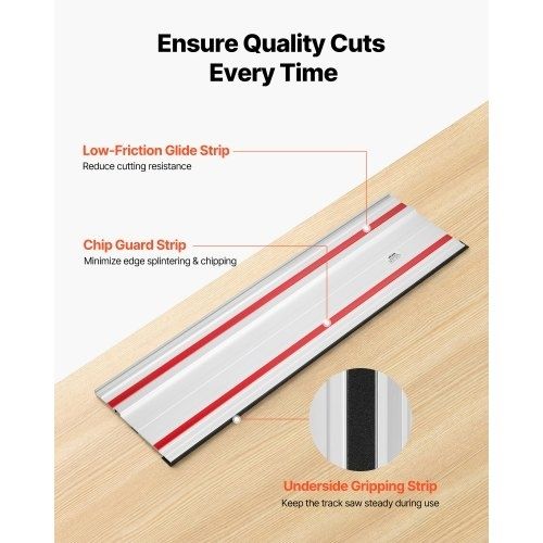 1397 mm Cutting Range, Kit Includes 2 x 698.5 mm Aluminum Extruded Guide Rails and 1 Connector, Compatible with Makita, Festool & WEN Track Saws, for Woodworking Projects