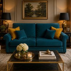 Finline 3 Seater Sofa Bed Teal Velvet