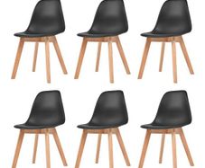 Dining Chairs 6 pcs Black Plastic